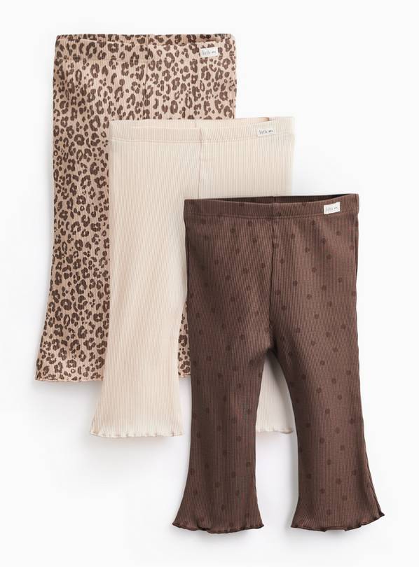 Cream & Animal Print Flared Leggings 3 Pack 3-6 months